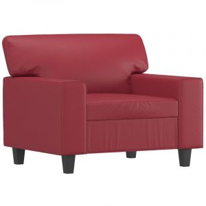 VidaXL Fauteuil, Chaise de Relaxation avec Coussin, Si&egrave;ge avec Accoudoirs et Dossier, Canap&eacute; de Salon, Moderne, Rouge Bordeaux Similicuir