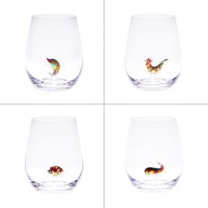 Table passion Verre Fantaisie Animaux (Lot De 4)