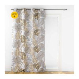 Cdaffaires - Lot de 2 Rideaux a oeillets 140 x 260 cm polyester imprime metallise Mogador