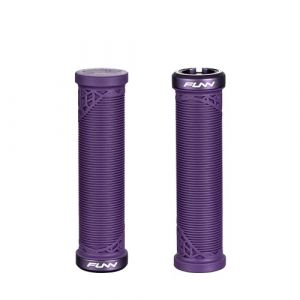 Funn Hilt JR Poignées de Guidon de VTT avec Un Seul Verrouillage à Serrage, poignées de Guidon de vélo avec Serrure avec Un diamètre intérieur de 19 mm, poignées de vélo Courtes (Violet)
