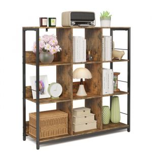 Bibliothèque 9 Cube à 3 Étagères Bealife Meuble Rangement pour Bureau Salle de Séjour Chambre 100 x 30 x 101,5 cm Marron