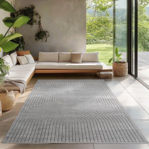 Carpetsale24 Tapis de Salon ou chambre en Gris 240x340 cm effet 3D - Tapis dextérieur moderne et doux salon cuisine terrasse
