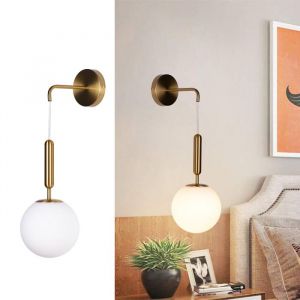 Applique Murale Suspendue Nordique Minimaliste Laiton Dor&eacute; avec Globe en Verre ATENAS E27 &Oslash;18 cm
