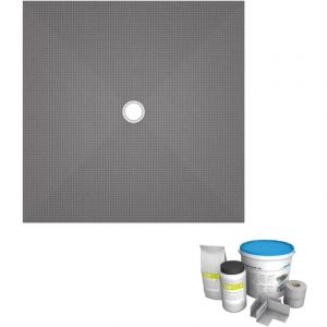 Wedi Receveur de douche à carreler 120 x 120 Fundo Primo carré écoulement centrée + kit d'étancheité