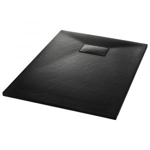 Bac de douche receveur de douche rectangulaire salle de bain maison intérieur trou de drain standard de 9 cm SMC 100 x 70 cm noir 02_0003451