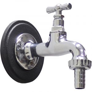 Robinet en laiton chromé mod.195 / c avec rosace en fonte grise pour fontaine de jardin 1/2 '