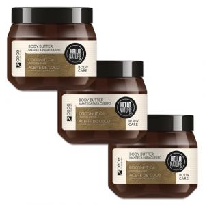 Hello Nature P-Beauty Beurre corporel cosmétique naturel avec huile de coco bio - Pour peaux très sèches - Avec huile d'amande et panthénol - Crème de soin végétalienne sans parabène ni silicone - Crème pour le