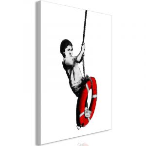 Image de Artgeist Tableau - Banksy: Boy on Rope (1 Part) Vertical - 40x60