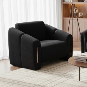 Fauteuil design Maximilien Métal doré et Velours côtelé Noir