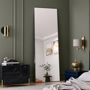 Miroir Arche 162x53cm - Grand Miroir sur Pied Design Industriel &agrave; Bordure Noire Antitraces et Structure M&eacute;tallique Renforc&eacute;e