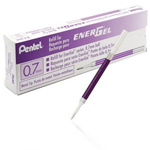 Pentel LR7-V Recharge encre gel Pointe m&eacute;tal 0,7 mm Violet, Bo&icirc;te de 12