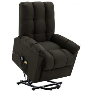 Image de VidaXL Fauteuil inclinable de massage Marron fonc? Tissu