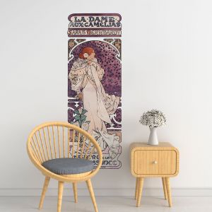 Plage Grand Décor Panoramique Découpé, affiche mucha, dame aux camélias, Sarah Bernhardt, 1900, art nouveau