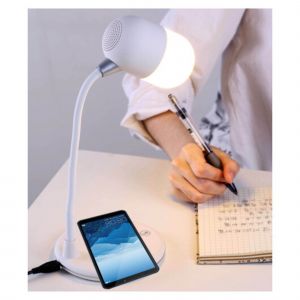 Inovalley Lampe de bureau led 3 en 1 enceinte sans fil et station de charge mikro