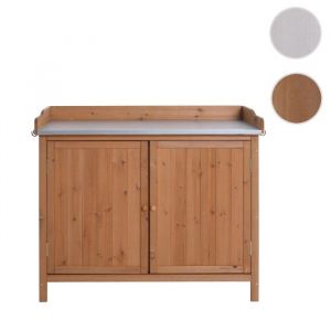 Mendler Meuble de jardin avec plan de travail HWC-L69 86x100x66cm marron