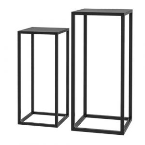 Outsunny Support pots de fleurs 2 pièces - lot de 2 étagères à fleurs - portes plantes - acier époxy noir