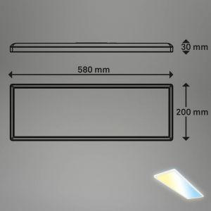 BRILONER - Plafonnier LED plat Smart Home, App- commande vocale, dimmable, CCT, lampe LED, plafonnier LED, lampe de salon, panneau LED, lampe de cuisine, lampe de chambre, 58x20x3cm, blanc