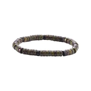 Bracelet Perles Heishi Jaspe Sang De Dragon