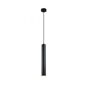 Suspension de plafond moderne en aluminium noir minimaliste en forme de tube 40cm avec douille GU10, hauteur ajustable.