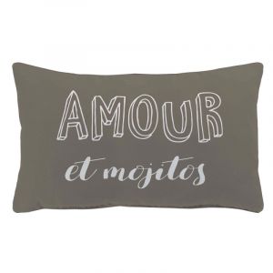 Image de Coussin Déhoussable "Amour" 30x50cm Taupe Prix