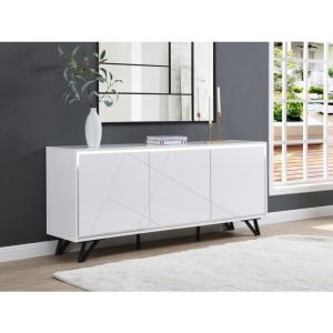 Buffet 3 portes avec LEDs en MDF - Blanc laqué - SALIANO