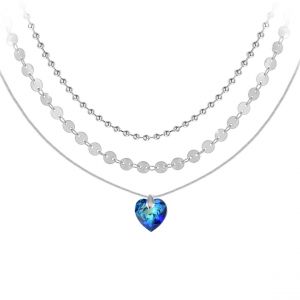 Collier coeur par So Charm orn&eacute;e de cristaux Swarovski BS4410-BEBL-SN016+B2392-ARGENT+B2385-ARGENT