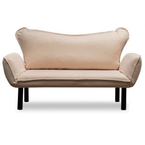 Cotecosy Canapé 2 places convertible Balos Tissu Blanc crème - Crème