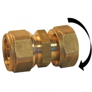 Image de Quick Plomberie Raccord droit avec écrou libre à compression laiton F 12 x 17 pour tube en per