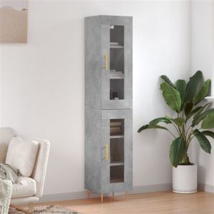 VidaXL Buffet haut Gris b&eacute;ton 34,5x34x180 cm Bois d'ing&eacute;nierie