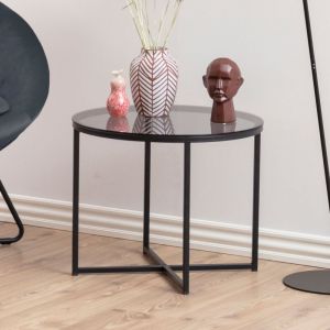 AC Design Gurli Table d'angle en Verre et métal 55 x 45 x 55 cm, Noir