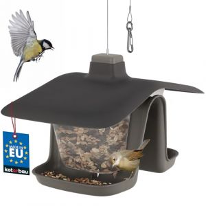 Mangeoire à oiseaux double chambre en plastique avec corde en acier - Kotarbau