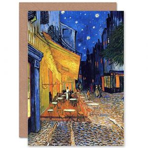 Wee Blue Coo Vincent Van Gogh Cafe Terrace Place Du Forum Arles 1888 Sealed Greeting Card Plus Envelope Blank inside Café