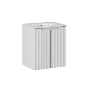 Meuble vasque encastrée 2 portes stratifiés blanc