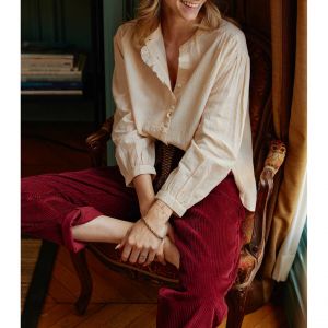 Blouse manches longues col rond imprimé à rayures LONIA