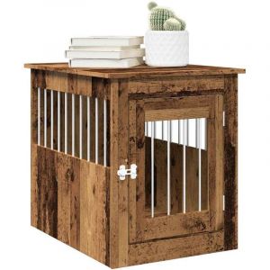 VidaXL Meuble de cage chiens vieux bois 55x75x65 cm bois d'ing&eacute;nierie
