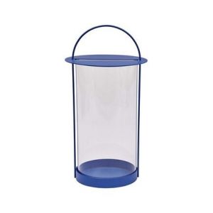 Oyoy living Lanterne bleu en métal et en verre Ø25xH48cm