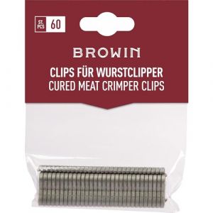 Browin 313314 Lot de 60 Pinces à saucisses en Acier 0,2 x 1,8 x 0,7 mm