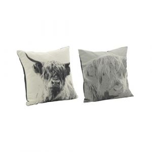 Aubry Gaspard Coussin Vache en coton (Lot de 2) Lot de 2