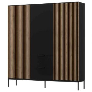 Savanna - armoire - bois et noir - 185x180 cm