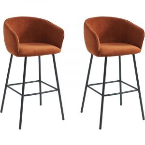 Pascal Morabito Lot de 2 tabourets en tissu et métal noir - Terracotta - lazoni de