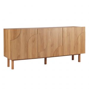 Oviala Buffet 3 portes en mélaminé 160 cm effet bois