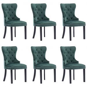 VidaXL Chaises de Salle à Manger Velours 6 pcs Vert Foncé