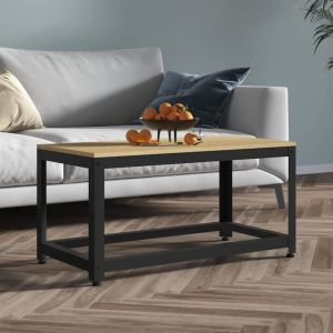 Image de VidaXL Table basse Marron clair et noir 90x45x45 cm MDF et fer