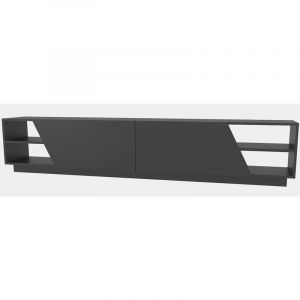 UB DESIGN Grand banc TV 2 portes 2 étagères bois gris foncé Doreza 240cm