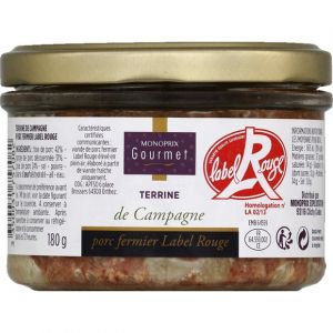 Monoprix gourmet Terrine de campagne porc fermier Label Rouge - Le bocal de 180g