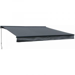 Happy Garden Store banne SAULE 3,95 &times; 3m avec semi-coffre - Toile anthracite et structure grise Gris