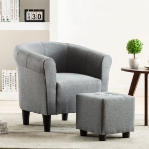 VidaXL Sill&oacute;n de poli&eacute;ster curvado gris