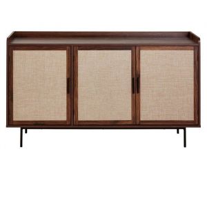 Calicosy Buffet 3 portes décor noyer avec façades en tissu L140 cm - jetson