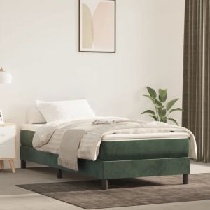 VidaXL Lit à sommier tapissier et matelas Vert foncé 80x200 cm Velours - Vert foncé