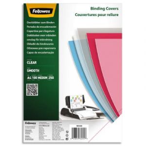 Image de Fellowes Bo&icirc;te de 100 plats de couvertures - PET - A4 - 250 microns